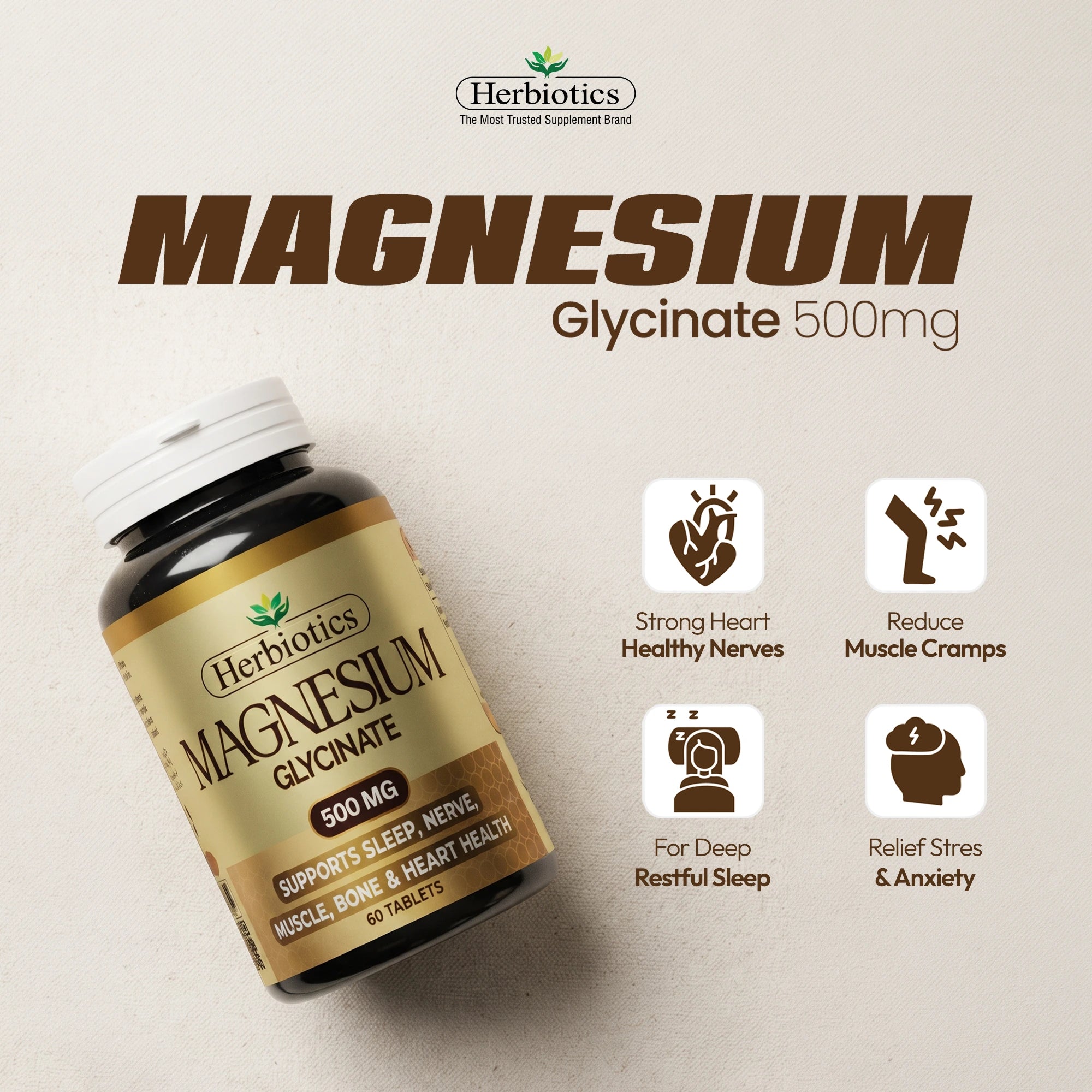 Magnesium Glycinate 500mg – High-Absorption Sleep & Stress Relief